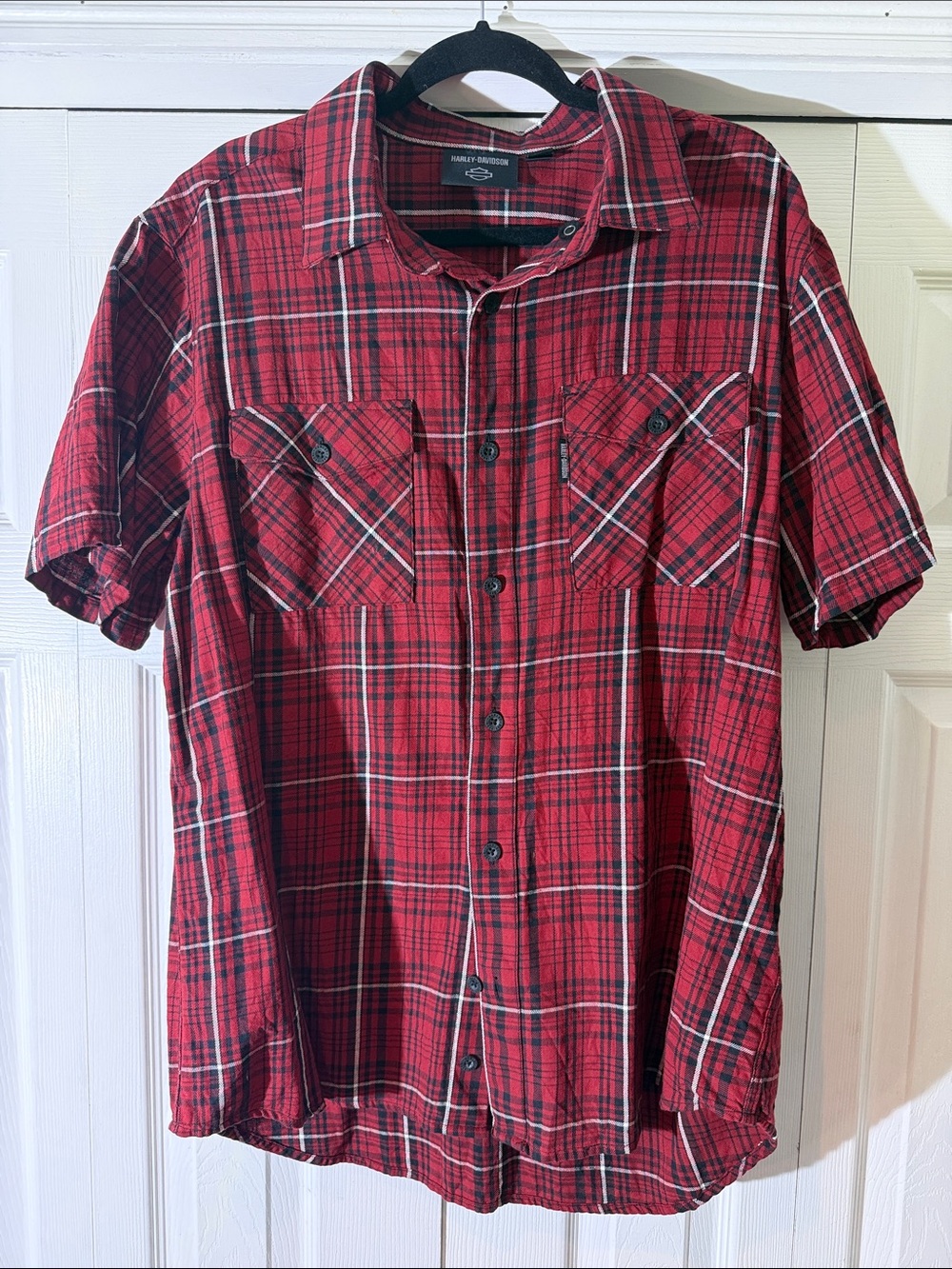 Harley-Davidson Red Plaid Short-Sleeve Button-Up Shirt